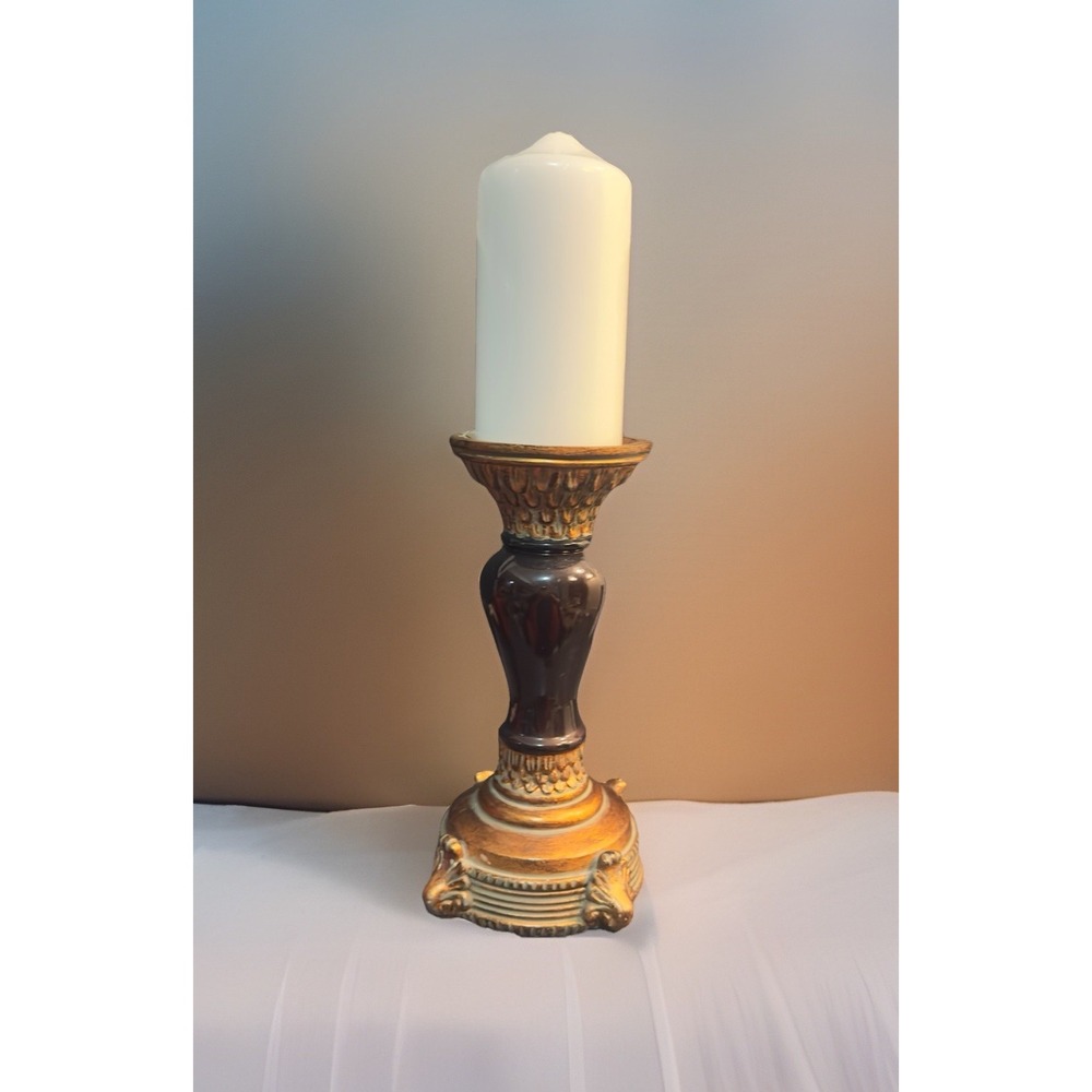 Vintage‎ Home Interiors 9" Copper Bronze Candle Holder Candlestick 12575-05